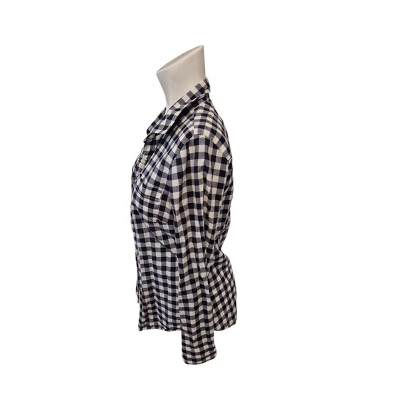 J. CREW Gingham Button Down Shirt Cotton Shirt Navy White Sz XS - Picture 7 of 9
